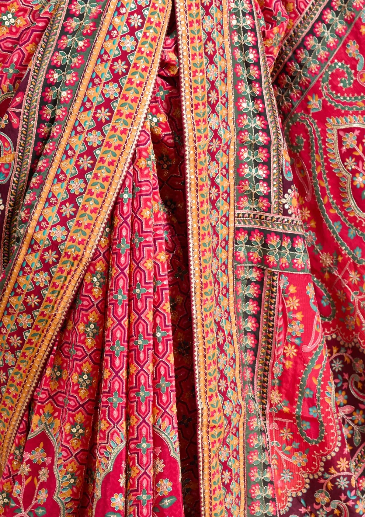 Pink Satin Sequins Saree With Matching Blouse Piece — view 13