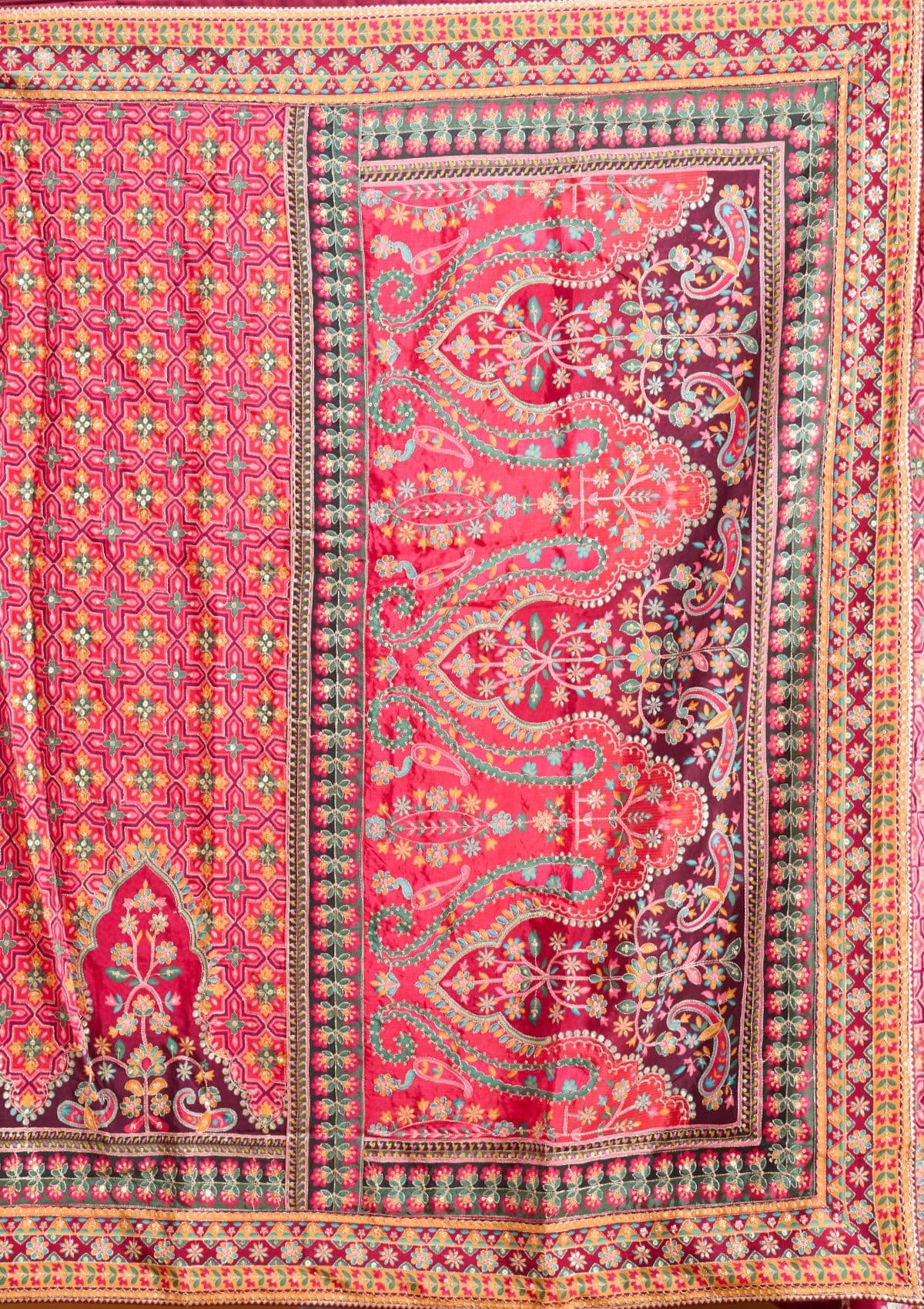 Pink Satin Sequins Saree With Matching Blouse Piece — view 11