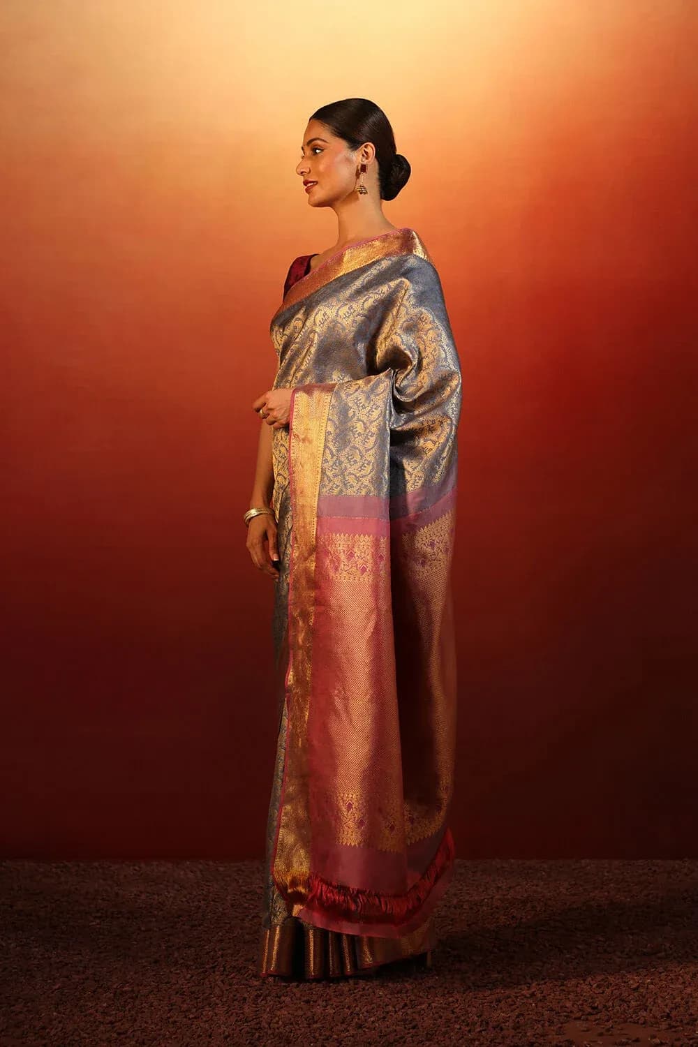 Blue Woven Pure Silk Kanjivaram Saree with Unstitched Blouse Piece-2899 — view 11
