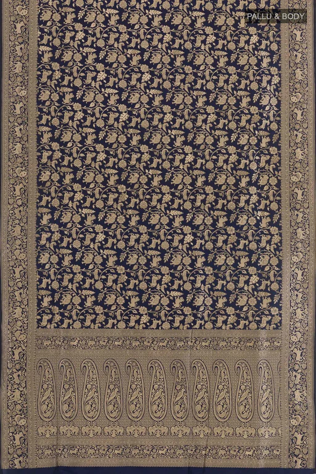 Navy Blue Banarasi Silk Saree — view 3