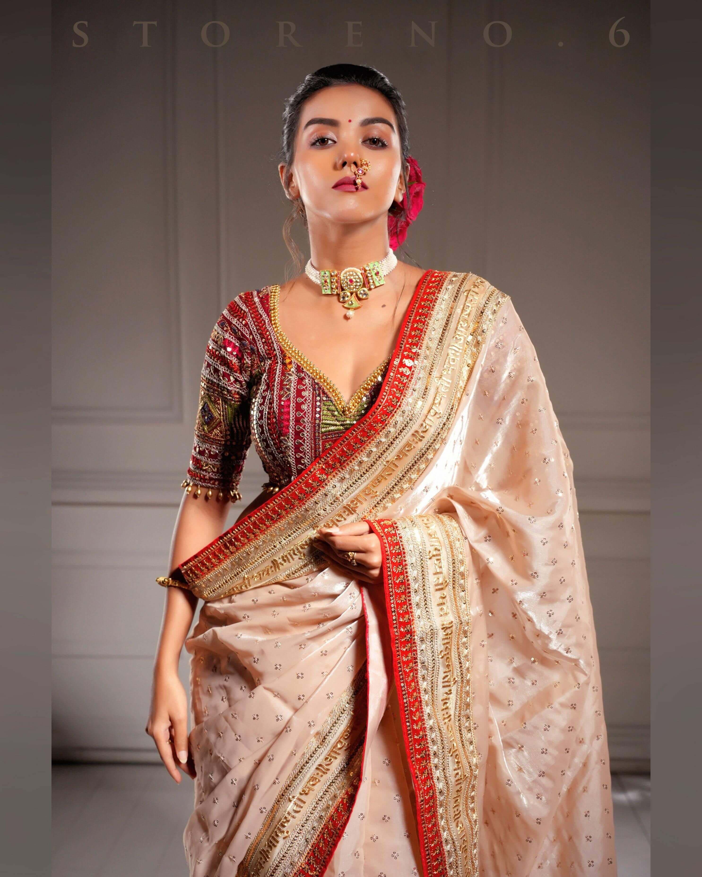 ROYAL SUBTLE QUEEN SAREE WITH LUSH OF BERRY BLOUSE — view 5