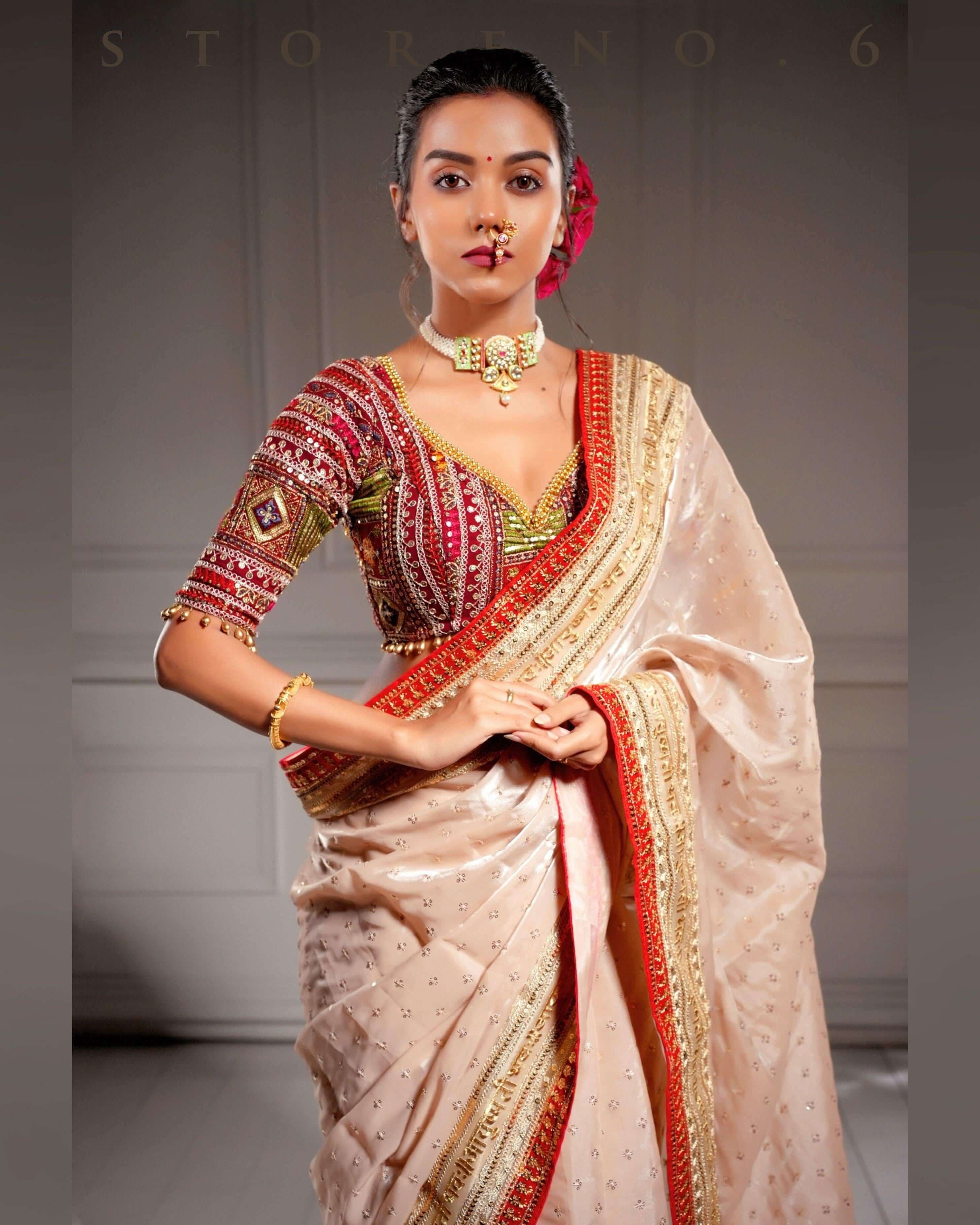 ROYAL SUBTLE QUEEN SAREE WITH LUSH OF BERRY BLOUSE — view 3